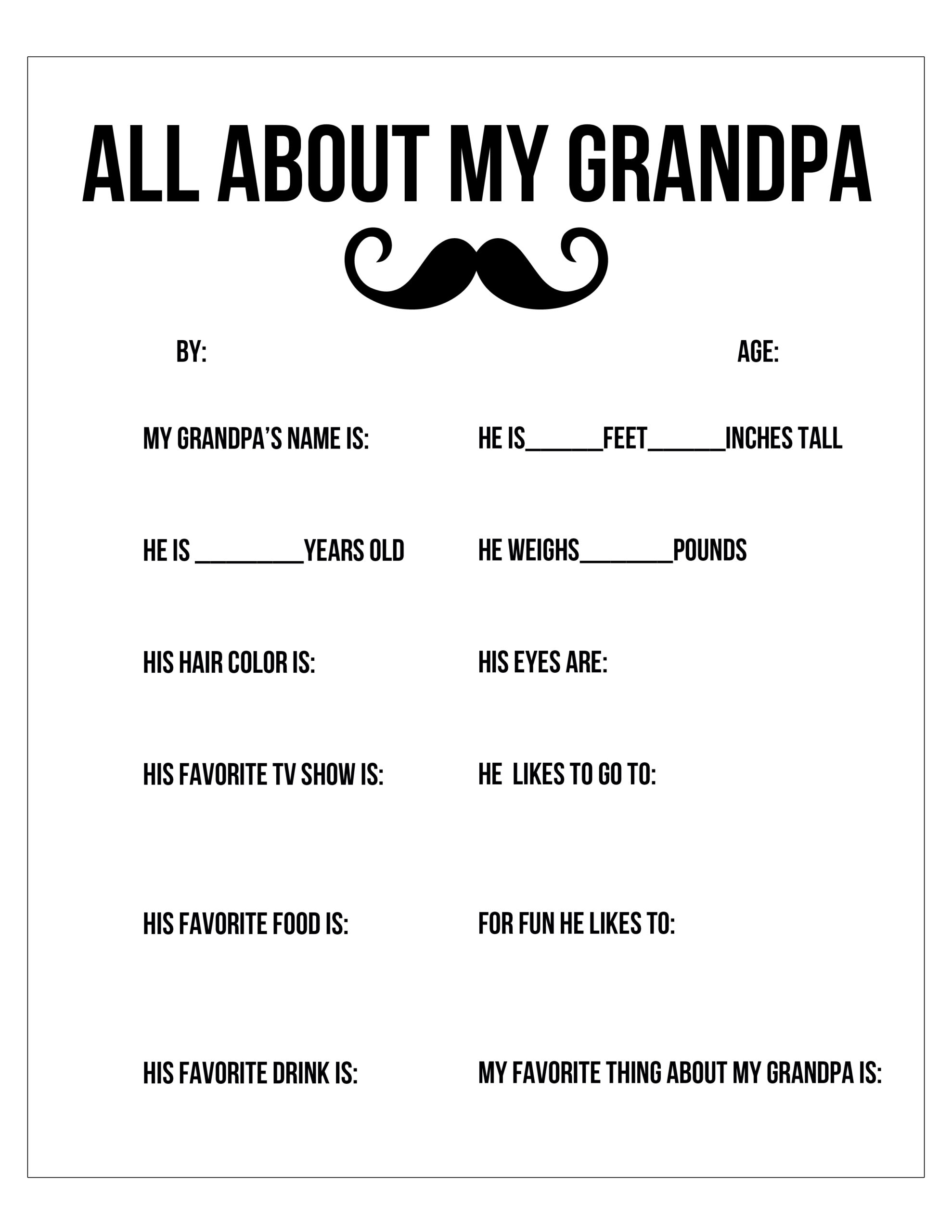 All About My Dad And Grandpa Free Printable - Free Pretty Things in All About My Grandpa Printable Free