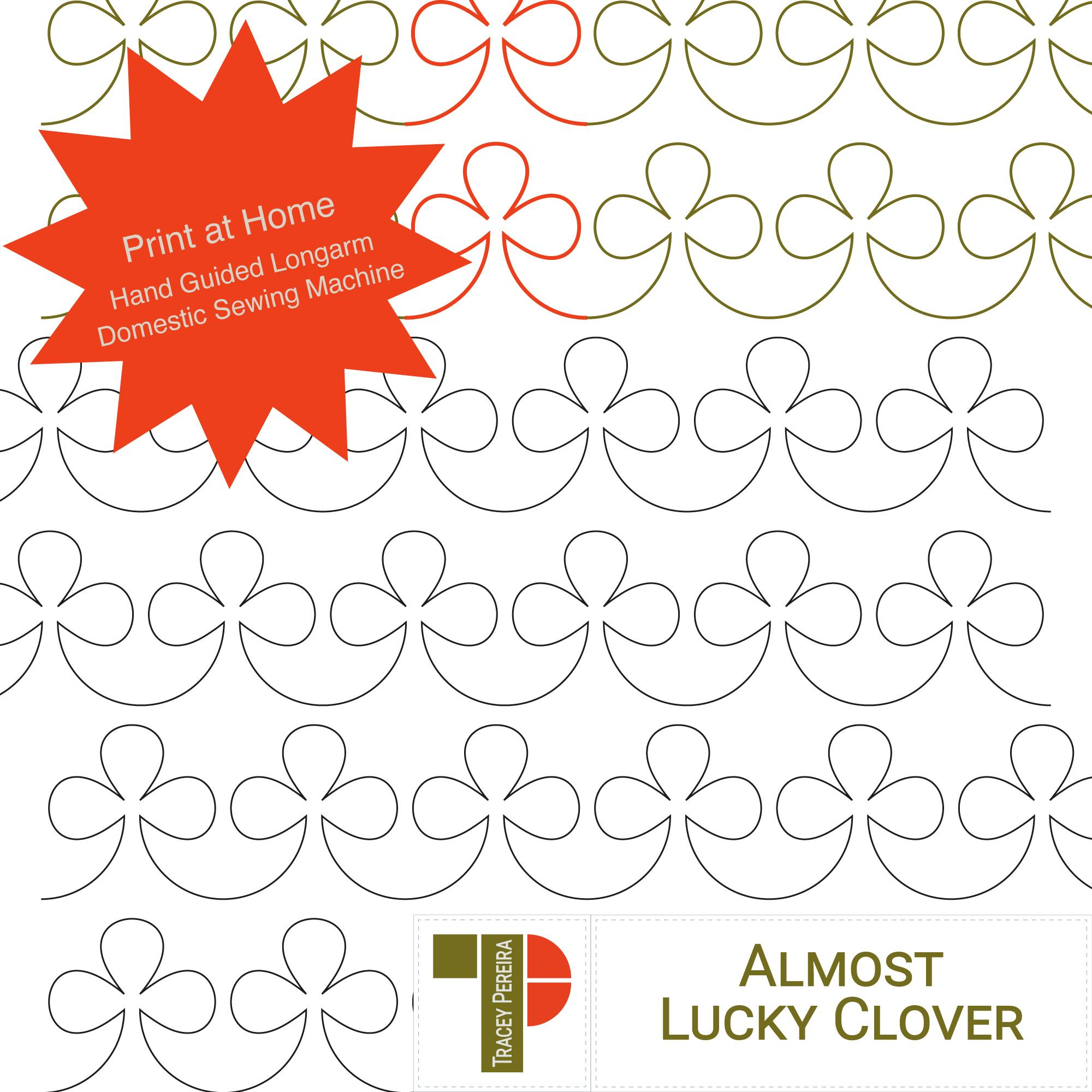 Almost Lucky Clover – Printable Pdf Pantograph For Hand-Guided in Free Printable Pantograph Quilting Patterns