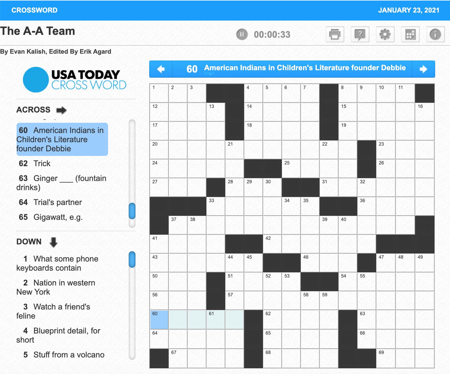 American Indians In Children&amp;#039;S Literature (Aicl): Usa Today in Free Printable Crossword Puzzles Usa Today