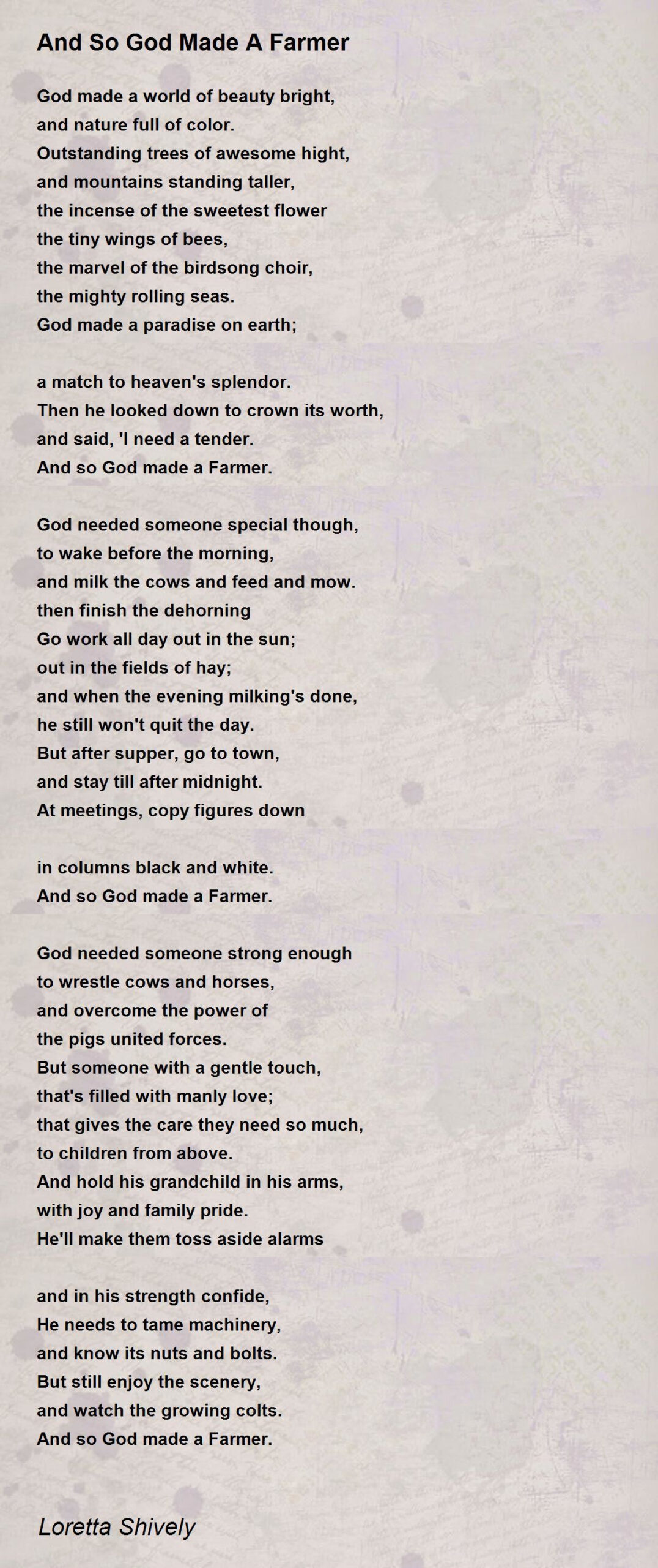 And So God Made A Farmer - And So God Made A Farmer Poem regarding So God Made a Farmer Printable Poem