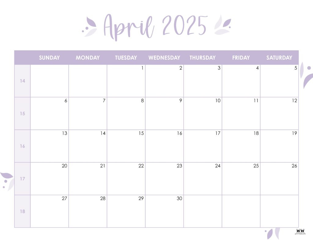 April 2025 Calendars - 107 Free Printables | Printabulls inside Free Printable April 2025