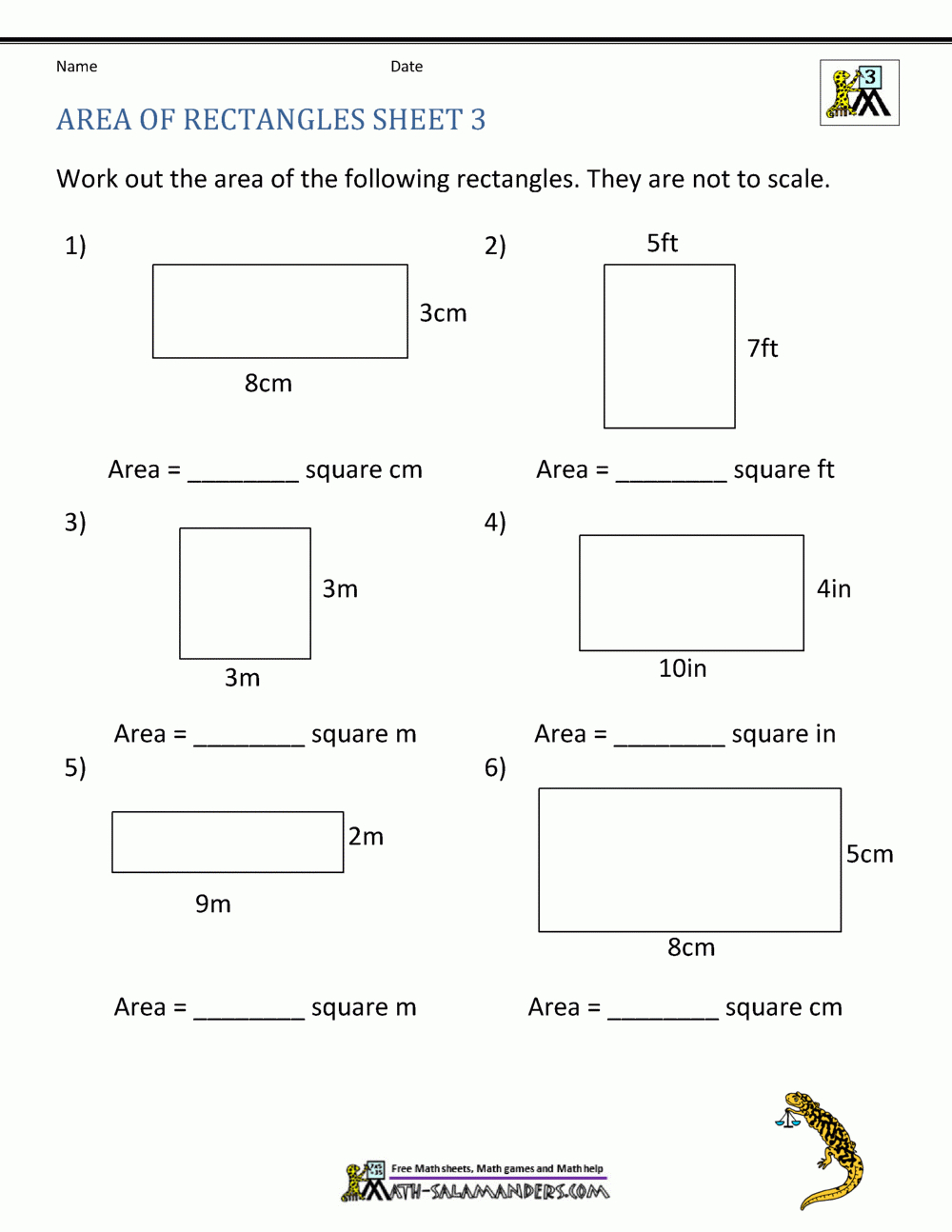 Area Of Rectangle Worksheets regarding Area Of Square Worksheets Printable