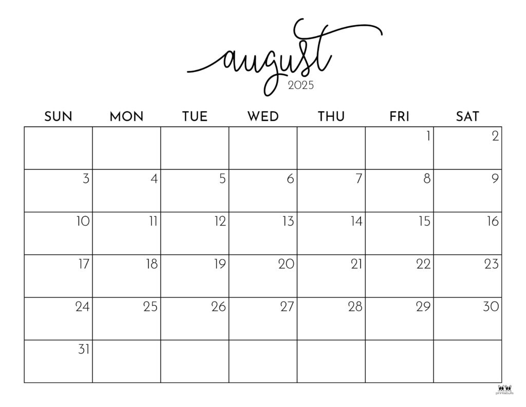 August 2025 Calendars - 107 Free Printables | Printabulls pertaining to Free Printable August 2025