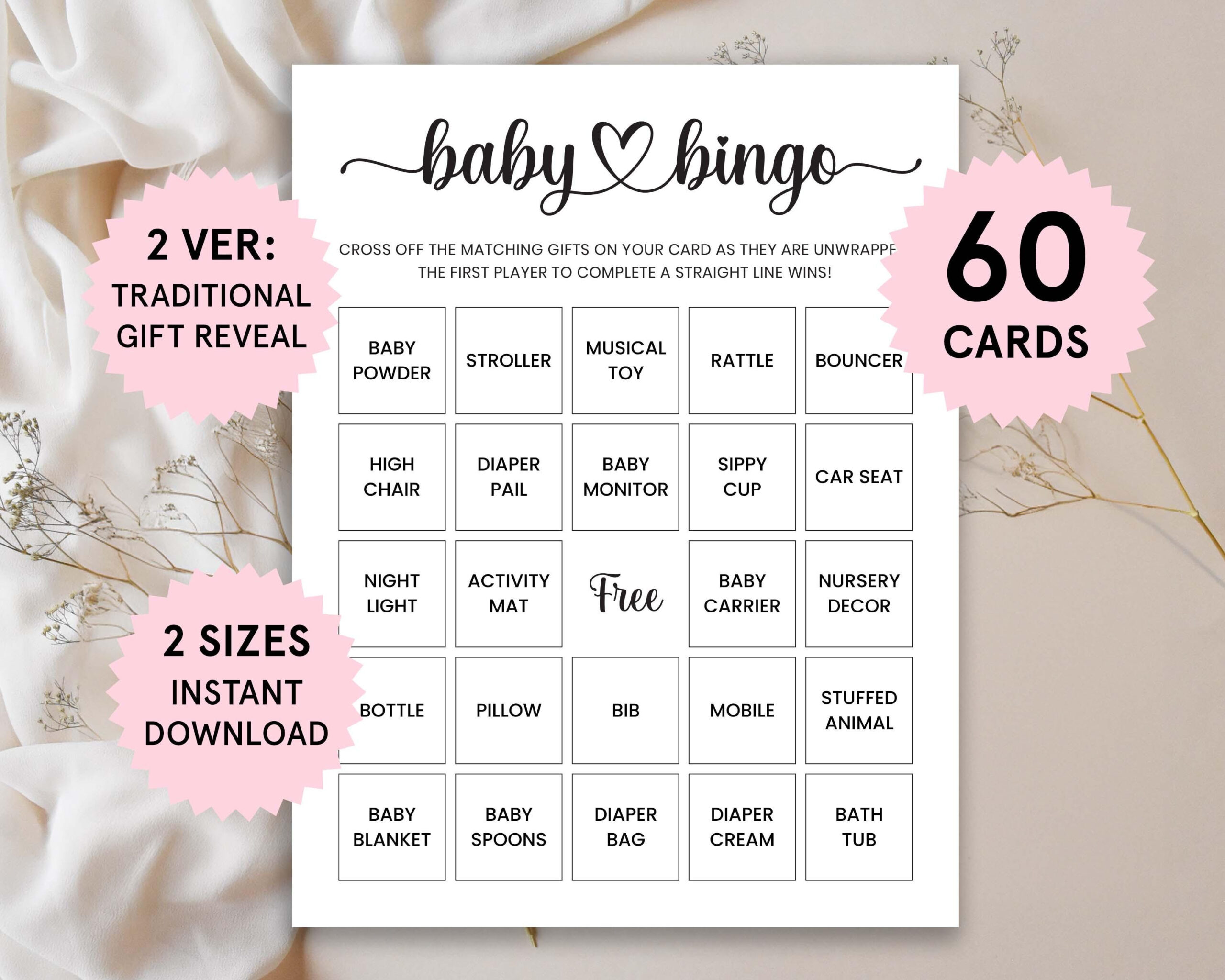 Baby Bingo Karten Baby Bingo Spiel Vorgefüllte Baby Shower Bingo throughout Baby Bingo Game Card