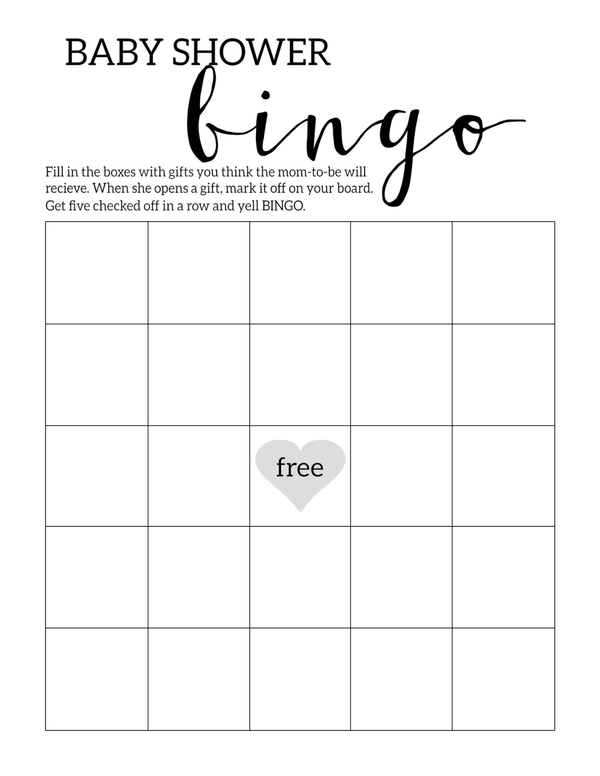 Baby Shower Bingo Printable Cards Template - Paper Trail Design with regard to Blank Baby Bingo Cards