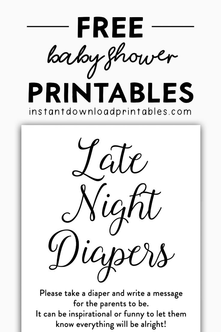 Baby Shower Printables Archives - Instant Download Printables intended for Late Night Diaper Messages Free Printable