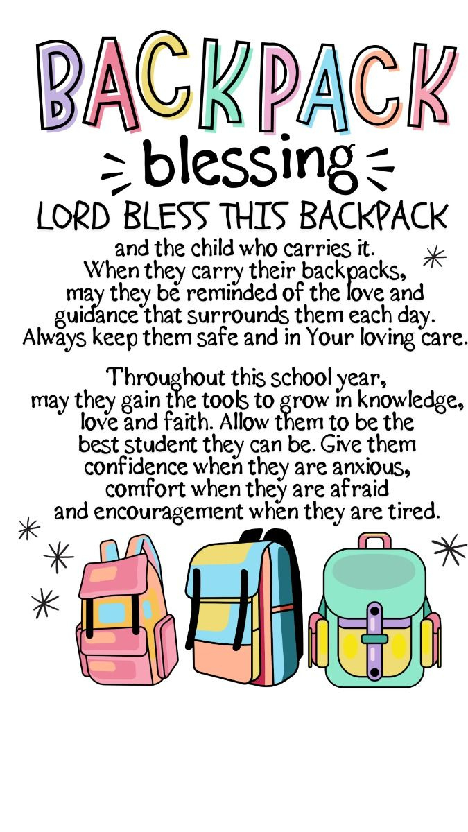 Backpack Blessing Gift Tags For Backpack Giveaway in Free Printable Backpack Blessing Tags