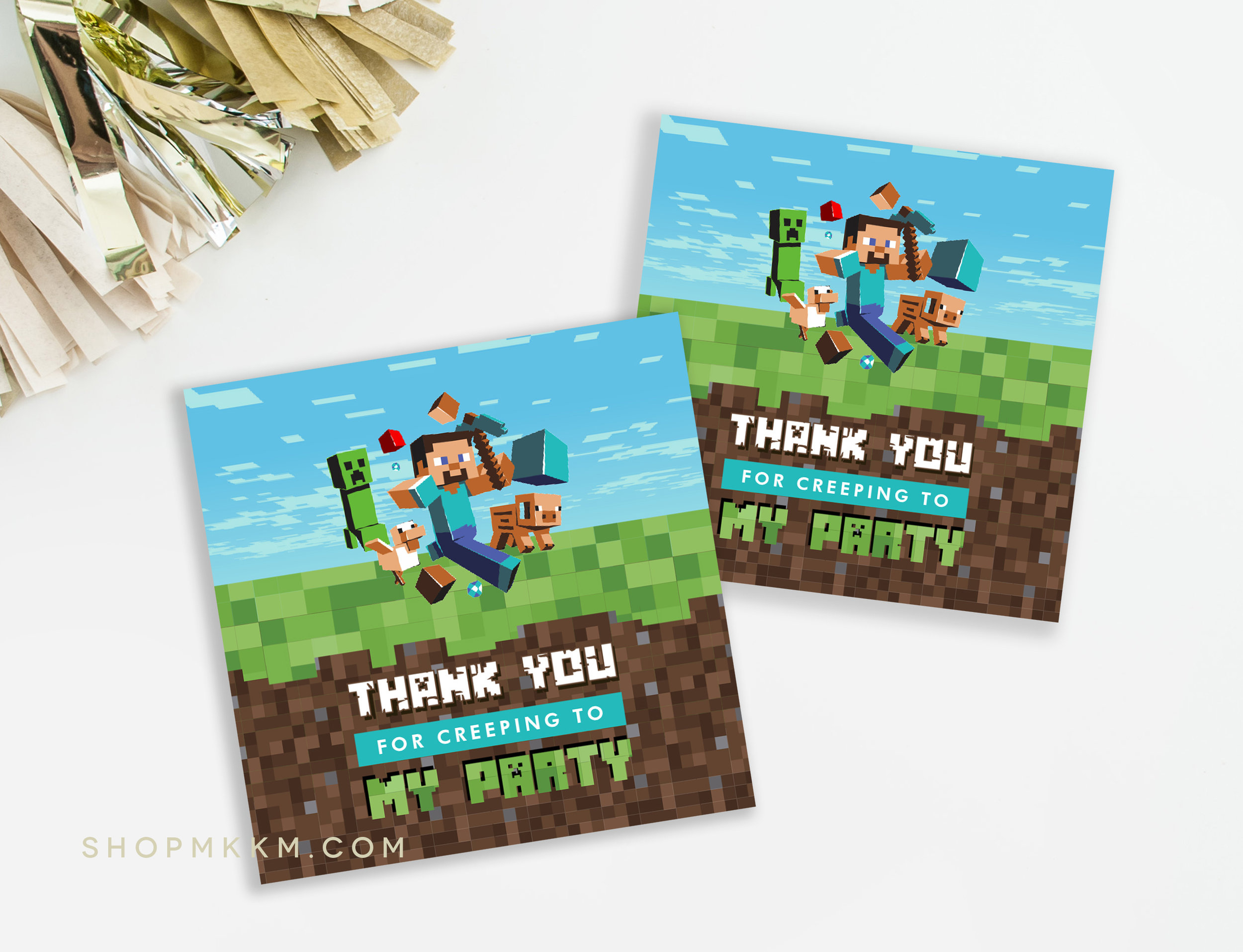 Balloonistics Minecraft Theme Thank You Tags Thank U Cards For for Free Printable Minecraft Thank You Tags