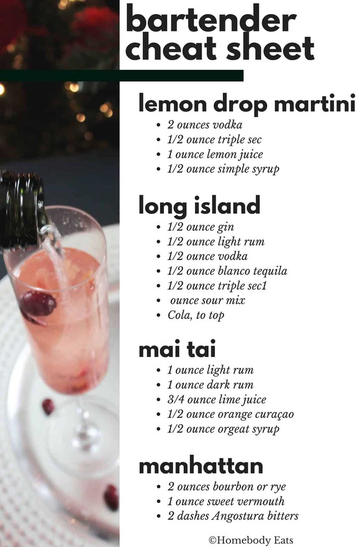 Bartender Cheat Sheet (Free Pdf): 45 Cocktails - Homebody Eats with Free Printable Bartender Cheat Sheet