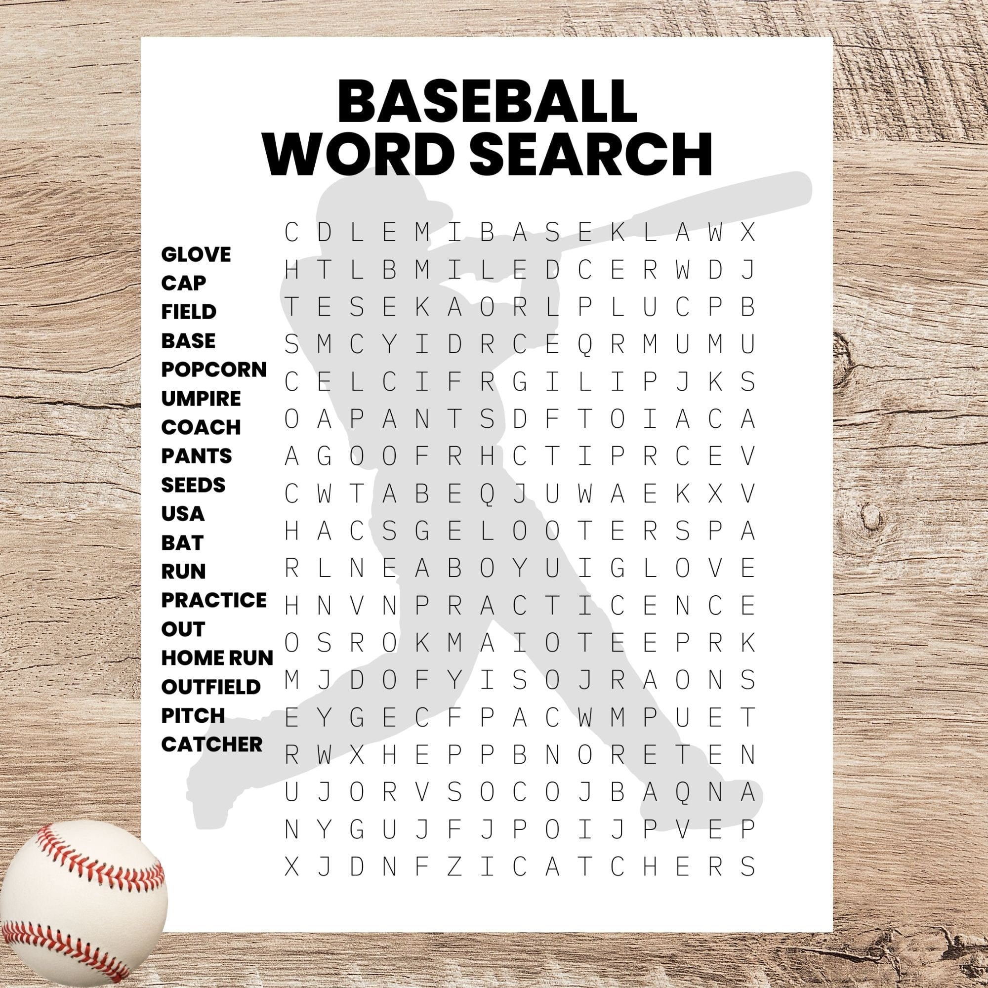 Baseball Word Search Printable/Sports Printable Activity For Kids regarding Baseball Word Search Printable