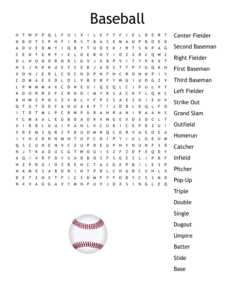 Baseball Word Search - Wordmint inside Baseball Word Search Printable