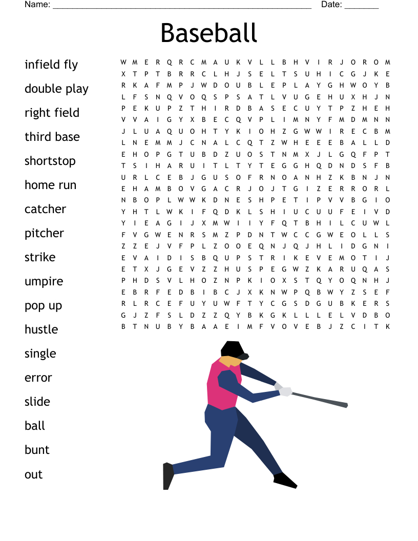Baseball Word Search - Wordmint pertaining to Baseball Word Search Printable