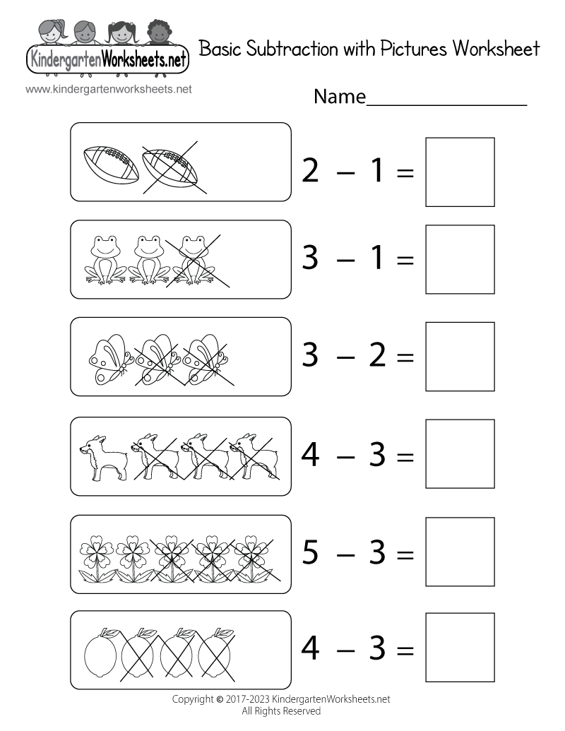 Basic Subtraction With Pictures Worksheet - Free Printable inside Basic Subtraction With Pictures Worksheet