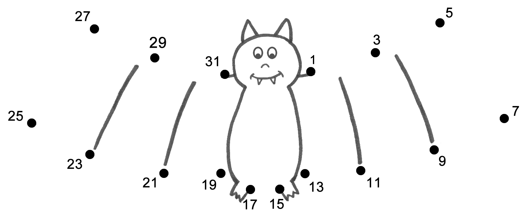 Bat - Connect The Dots, Count2&amp;#039;S, Starting At 1 (Halloween) in Printable Medium Halloween Dot to Dot