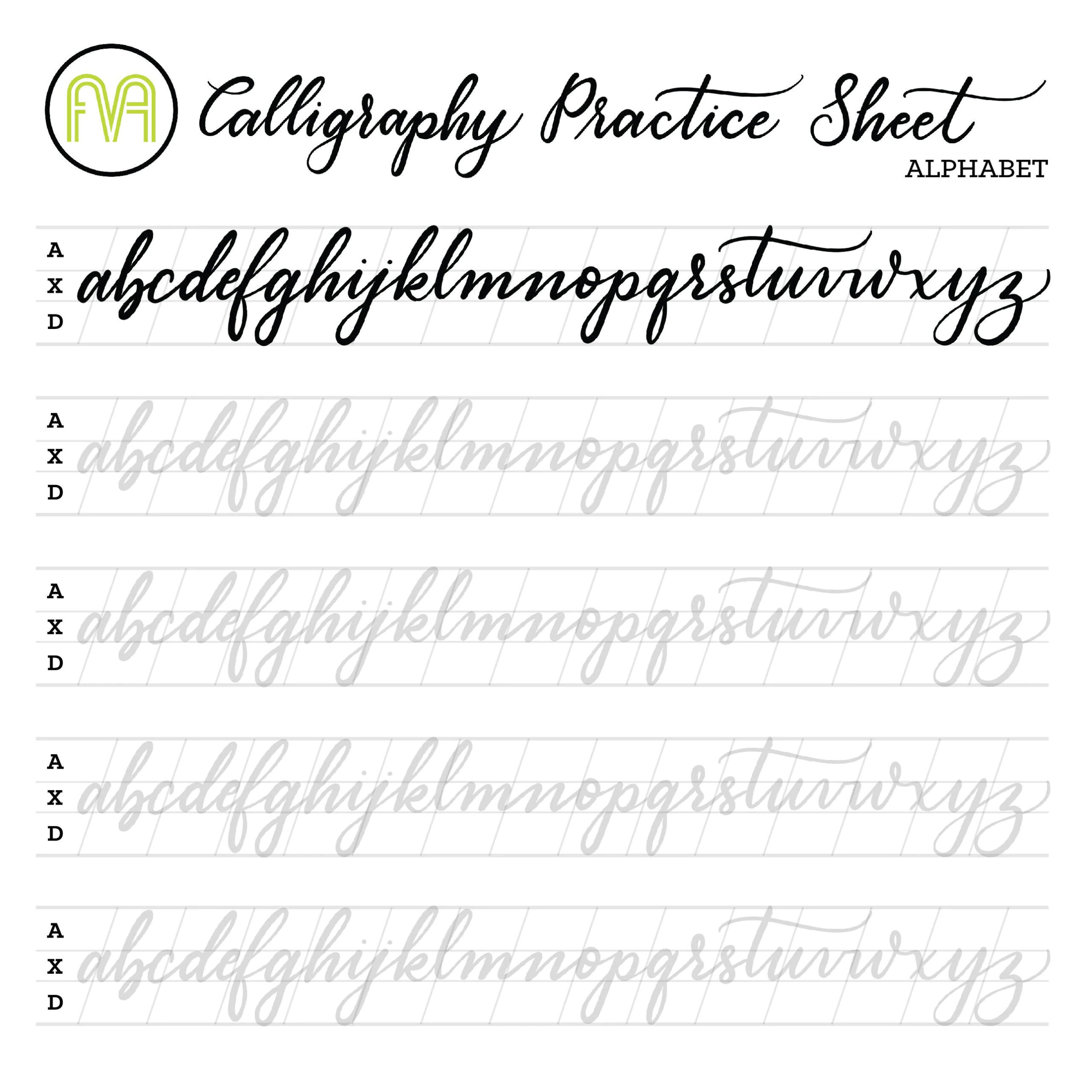 Beginner Printable Calligraphy Practice Sheets - Printable Party inside Free Calligraphy Worksheets Printable