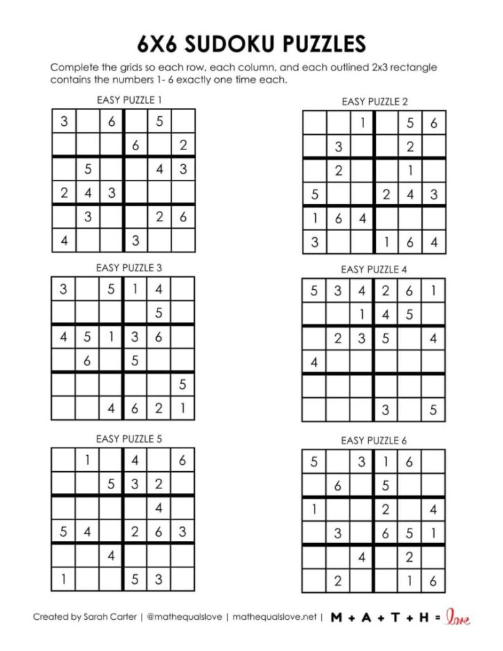 Sudoku Printable Free 6 Per Page