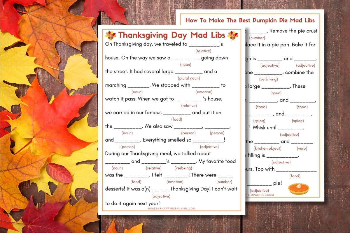 Best Thanksgiving Mad Libs Free Printable (Use It This Year!) inside Free Printable Thanksgiving Mad Libs