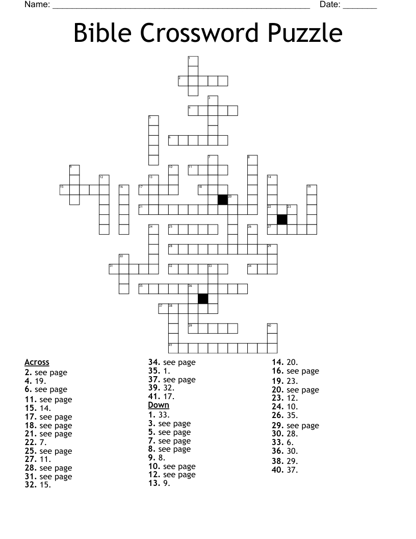 Bible Crossword Puzzle - Wordmint within Bible Crossword Puzzles Printable
