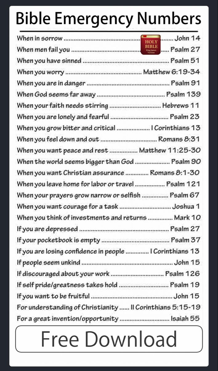 Bible Emergency Numbers for Bible Emergency Numbers Printable