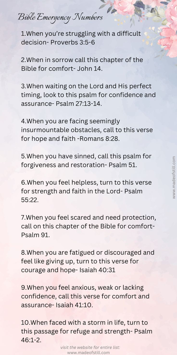 Bible Emergency Numbers Printable intended for Free Printable Bible Emergency Numbers