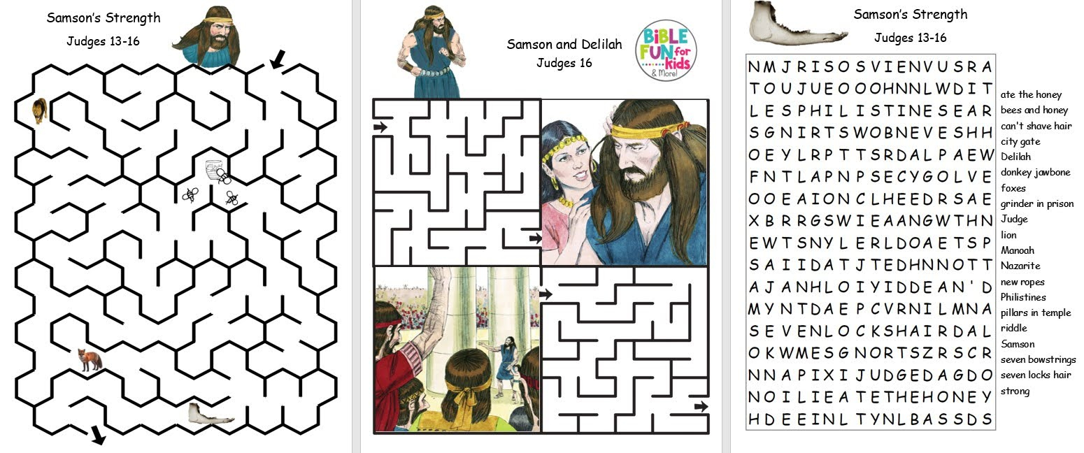 Bible Fun For Kids: Strong Samson with regard to Samson Craft Free Printable