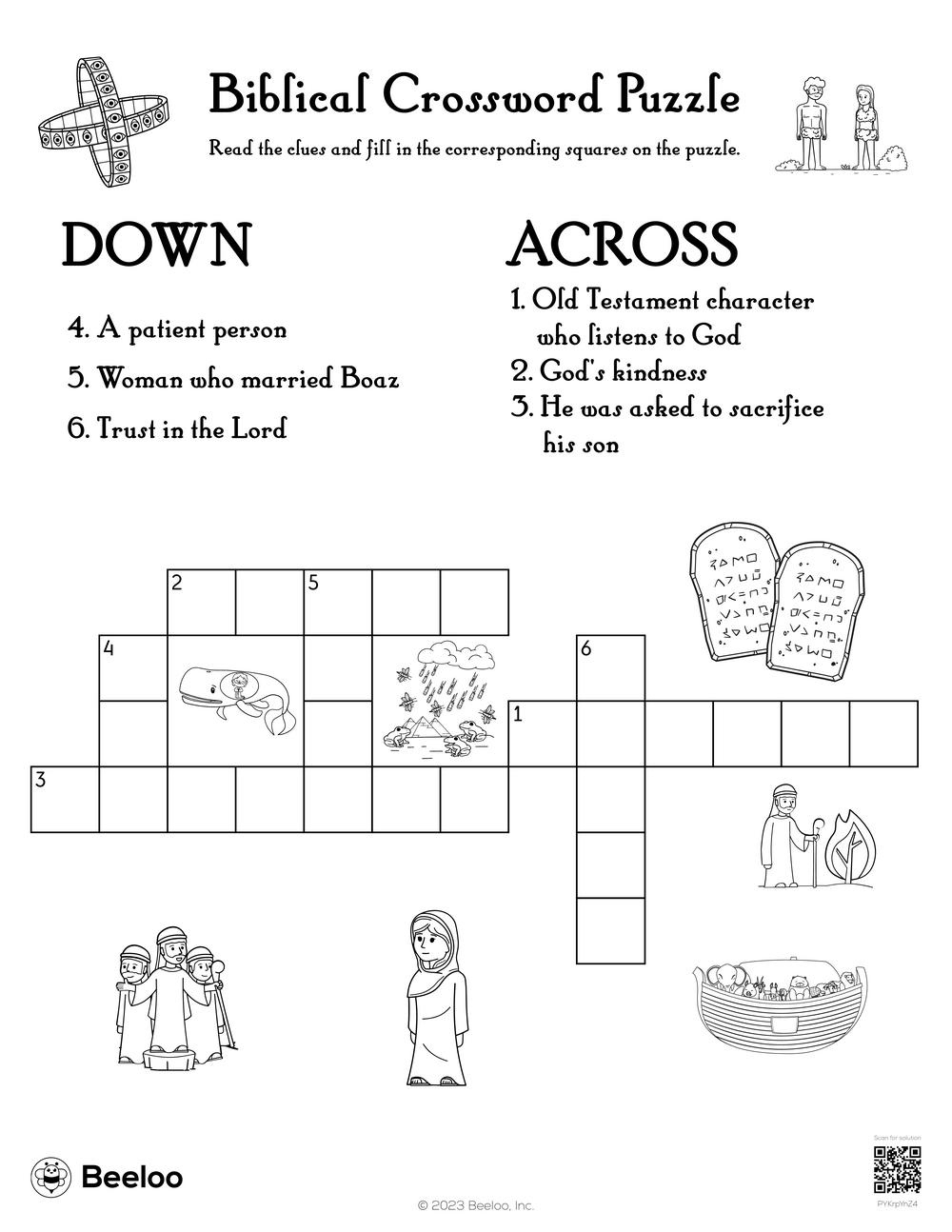 Biblical Crossword Puzzle • Beeloo Printable Crafts And Activities with regard to Biblical Crossword Puzzles Printable