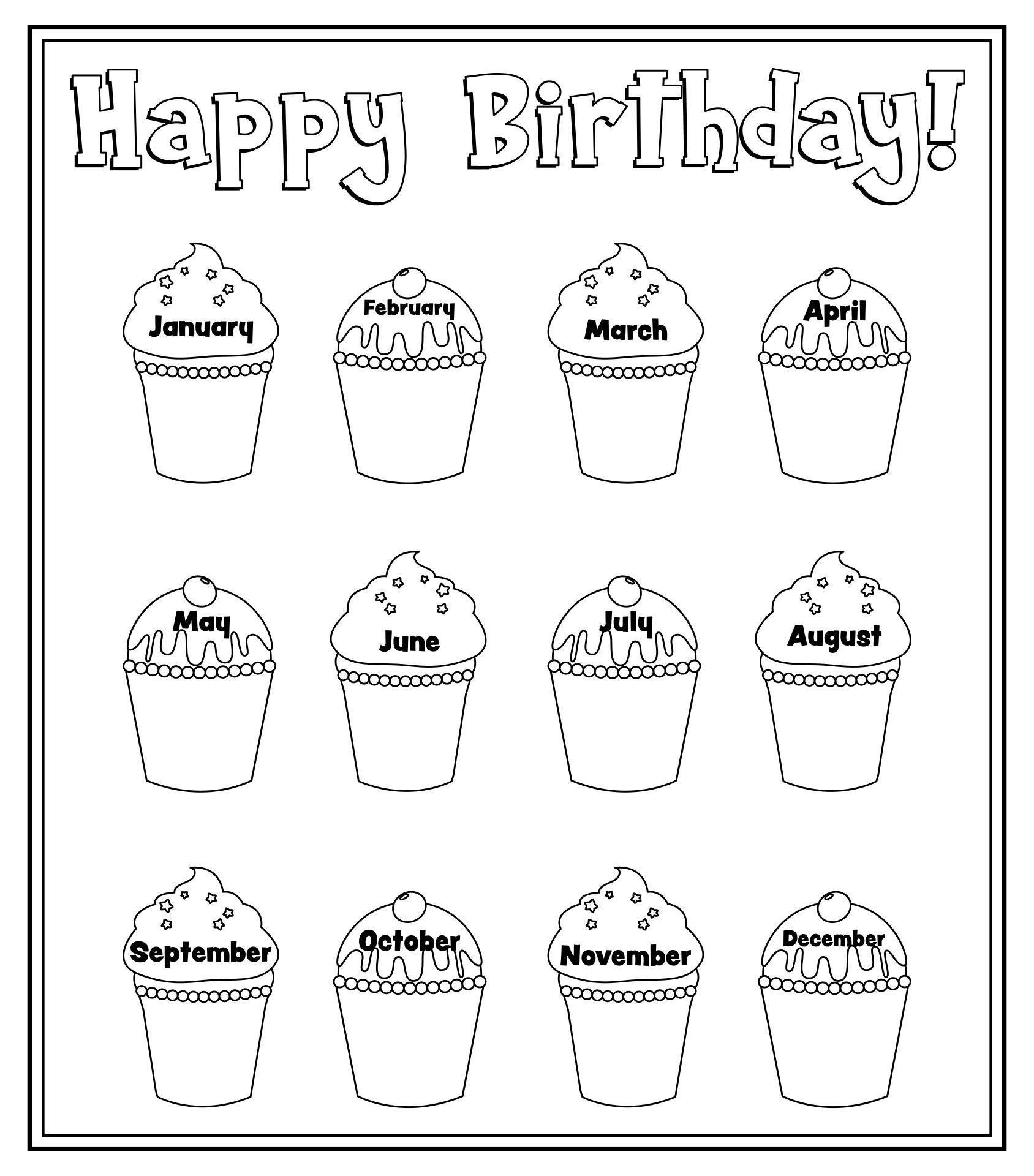Birthday Cupcake Outlines - 10 Free Pdf Printables | Printablee within Free Printable Birthday Cupcakes For Classroom Display