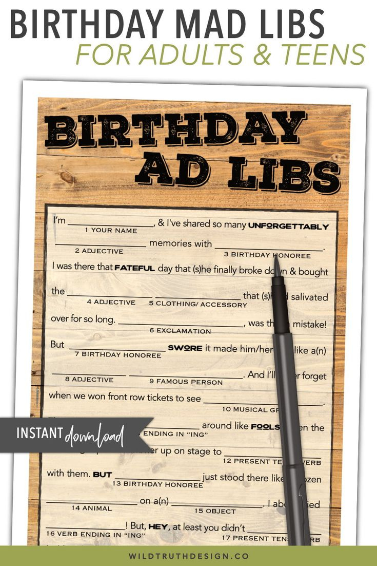 Birthday Mad Libs For Adults Printable - Men &amp;amp; Women - Country intended for Birthday Mad Libs Printable Free