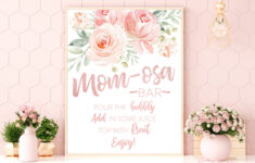 Blush Pink Baby Shower Mimosa Bar Sign Printable in Printable Mimosa Bar Sign