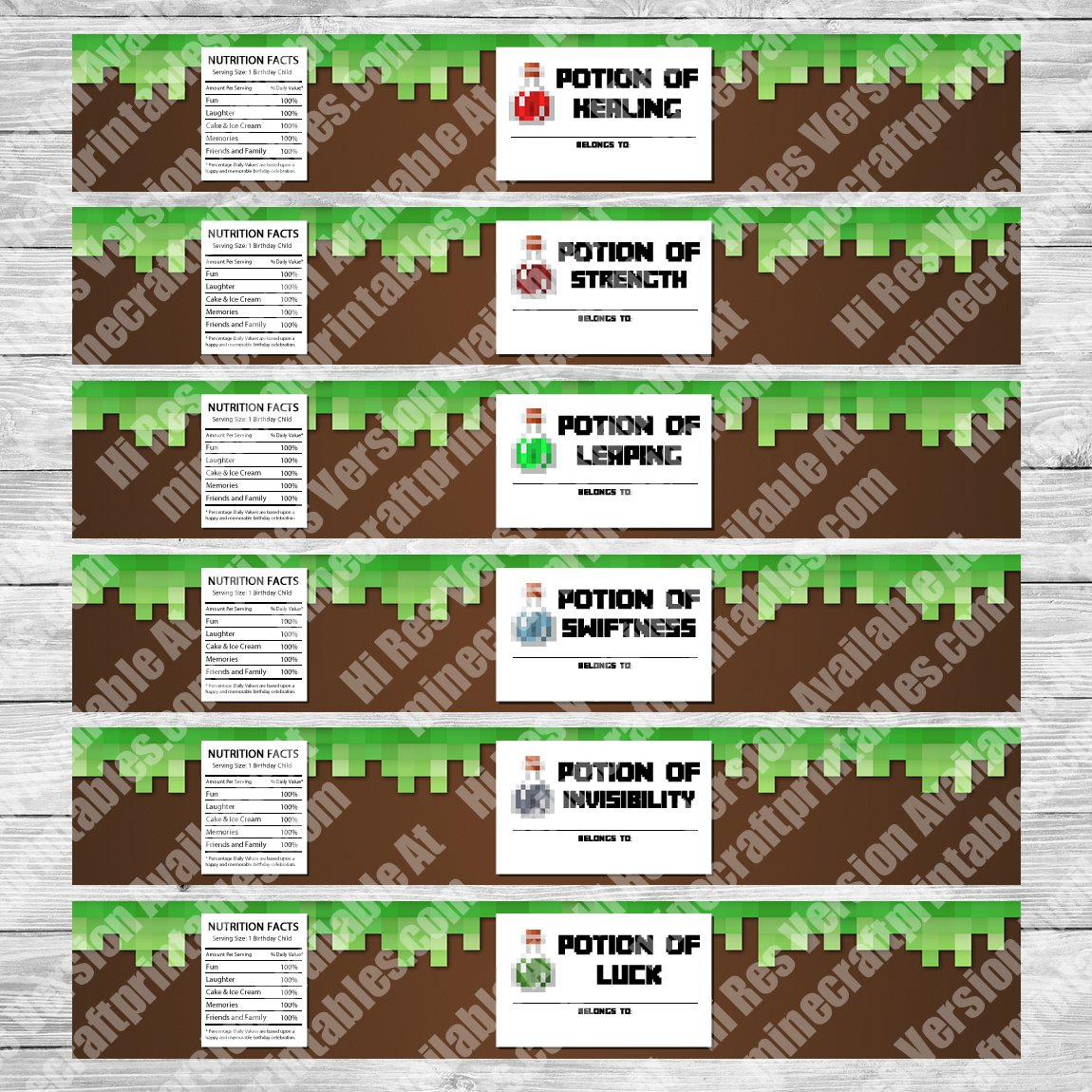 Bottle Labels - Printable Minecraft Birthday Party Bottle Labels throughout Free Printable Minecraft Water Bottle Labels