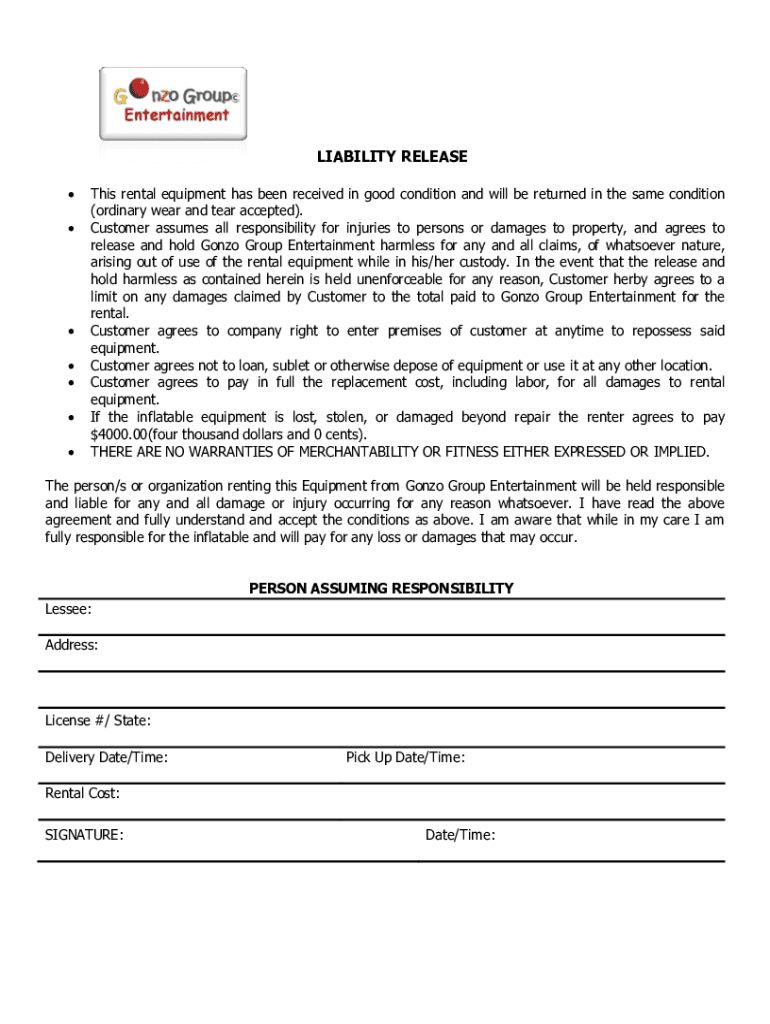 Bounce House Rental Agreement Template Free: Fill Out &amp;amp; Sign in Printable Bounce House Rental Agreement