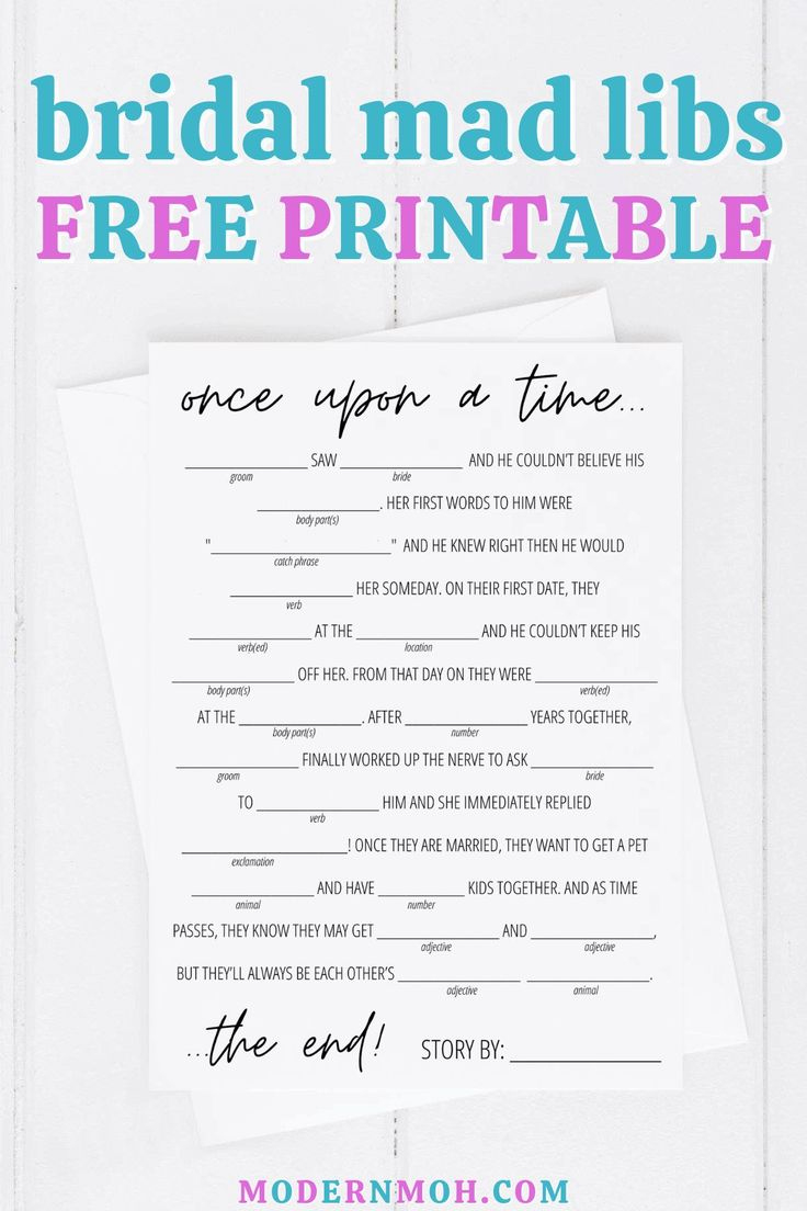 Bridal Shower Mad Libs Free Printable with Mad Libs For Bridal Shower Free Printable