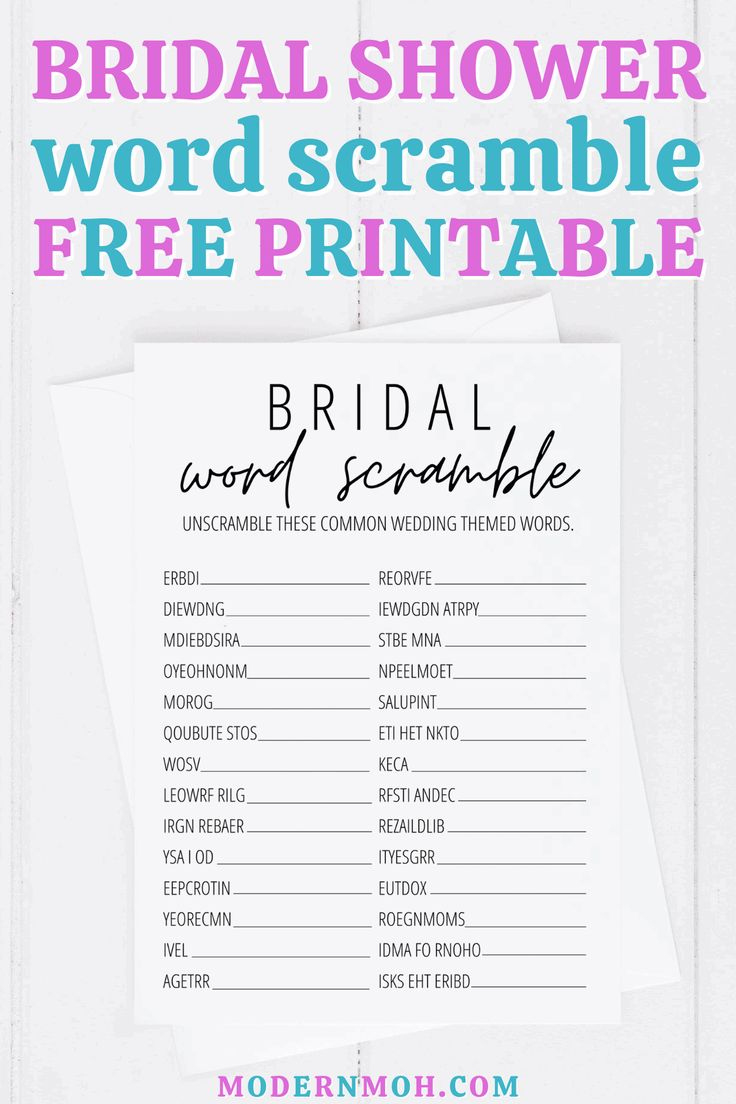 Bridal Shower Word Scramble Free Printable within Free Printable Bridal Shower Games Word Scramble With Answers