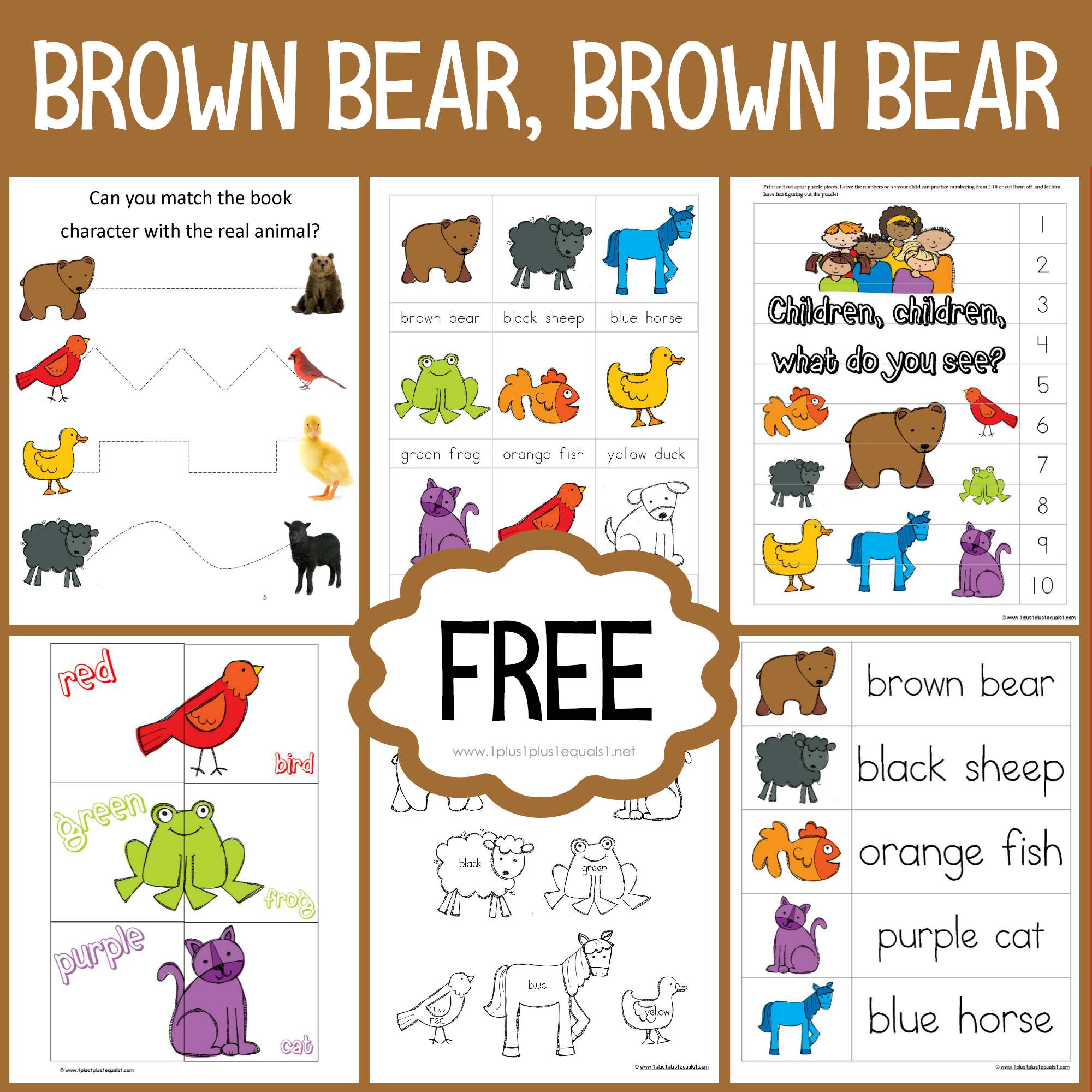 Brown Bear, Brown Bear Printables ~ Updated! - 1+1+1=1 with regard to Free Brown Bear Printables