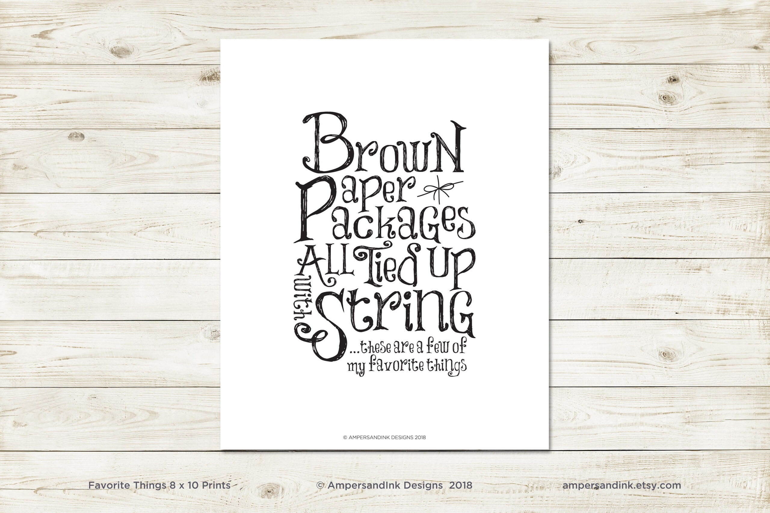 Brown Paper Packages All Tied Up With String - Sound Of Musicfavorite Things - 8X10 Holiday Print - Wall Decor with regard to Brown Paper Packages Tied Up With Strings Printable