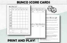 Bunco Score Cards, Bunco Tally Sheets, Game Night Rules in Bunco Table Cards Free Printable