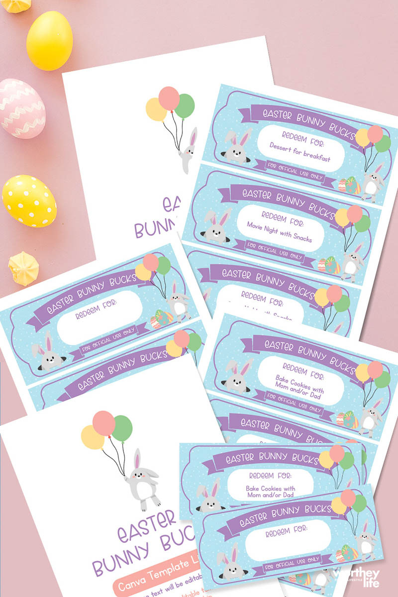 Bunny Bucks Printable + Free Template regarding Bunny Bucks Free Printable