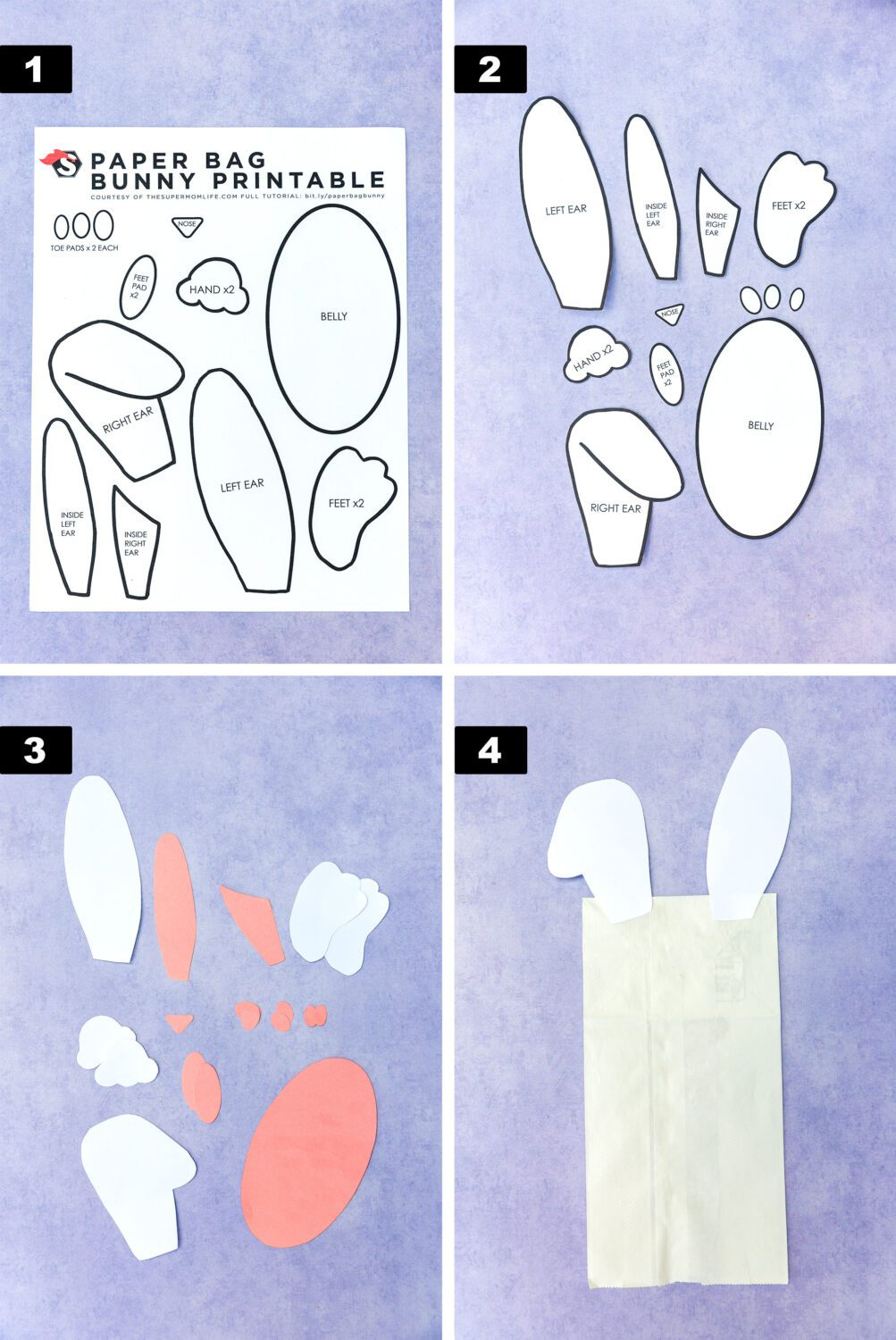 Bunny Paper Bag Craft Printable Template - The Super Mom Life intended for Printable Paper Bag Bunny Template