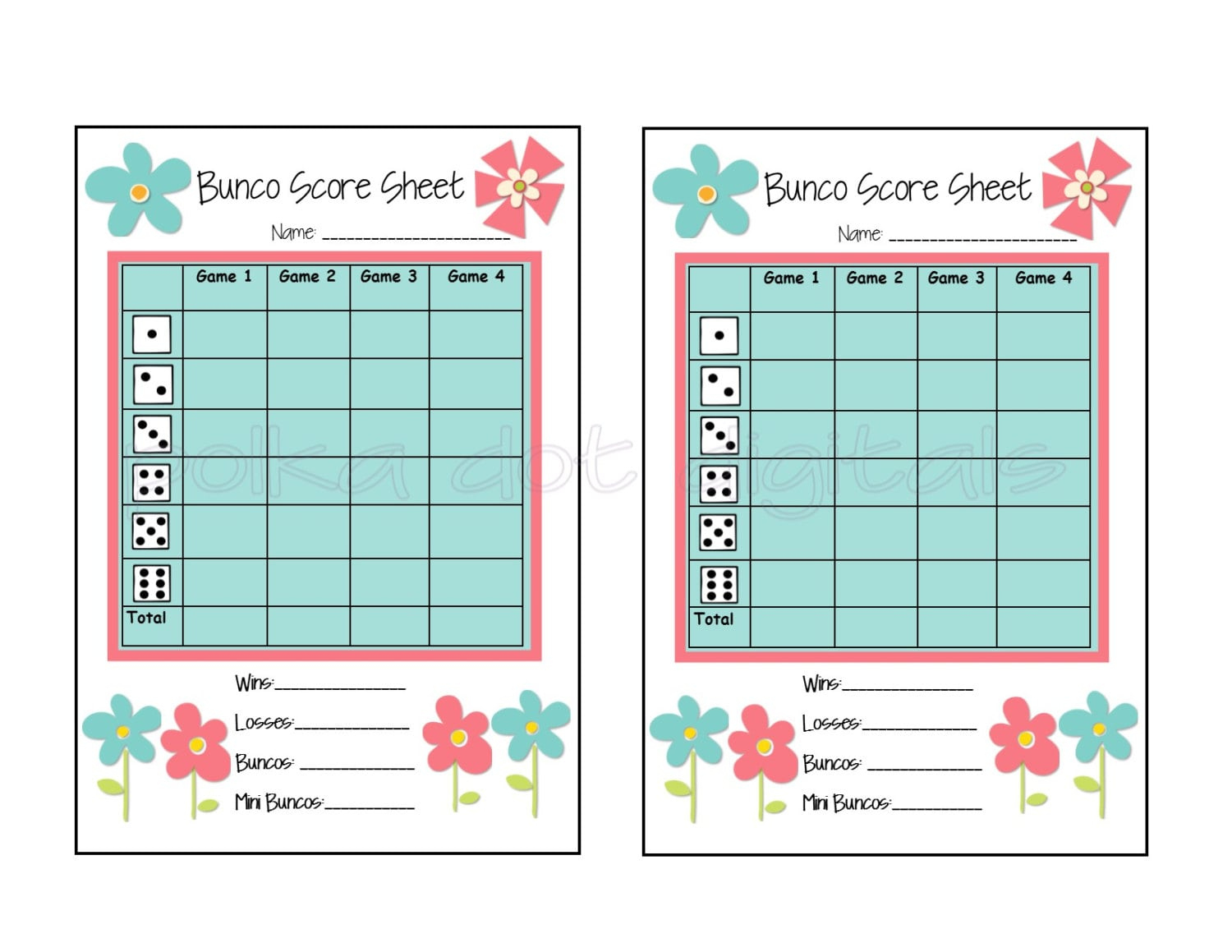 Buy 2 Get 1 Free Complete Set Spring Flowers Floral Bunco Score with regard to Free Printable Bunco Score Sheets Spring
