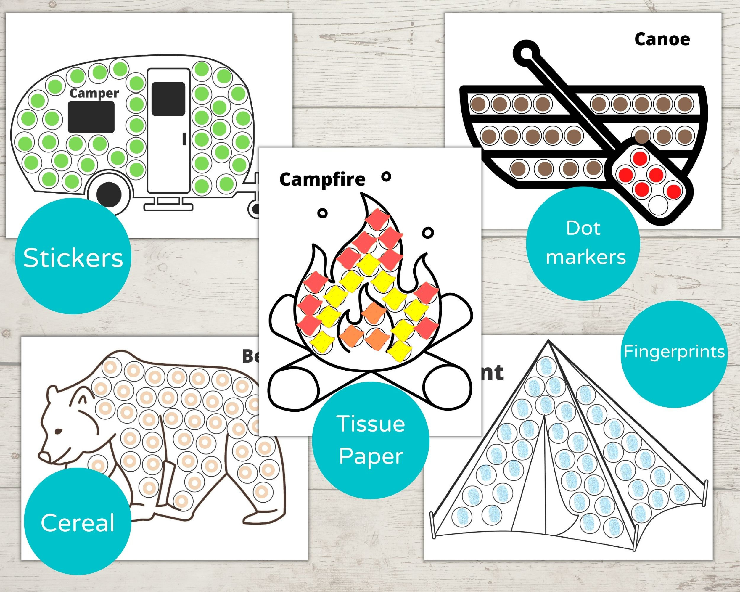 Camping Theme Dot Marker Printables/ Do A Dot Printable/ Toddler with regard to Camping Do a Dot Printables