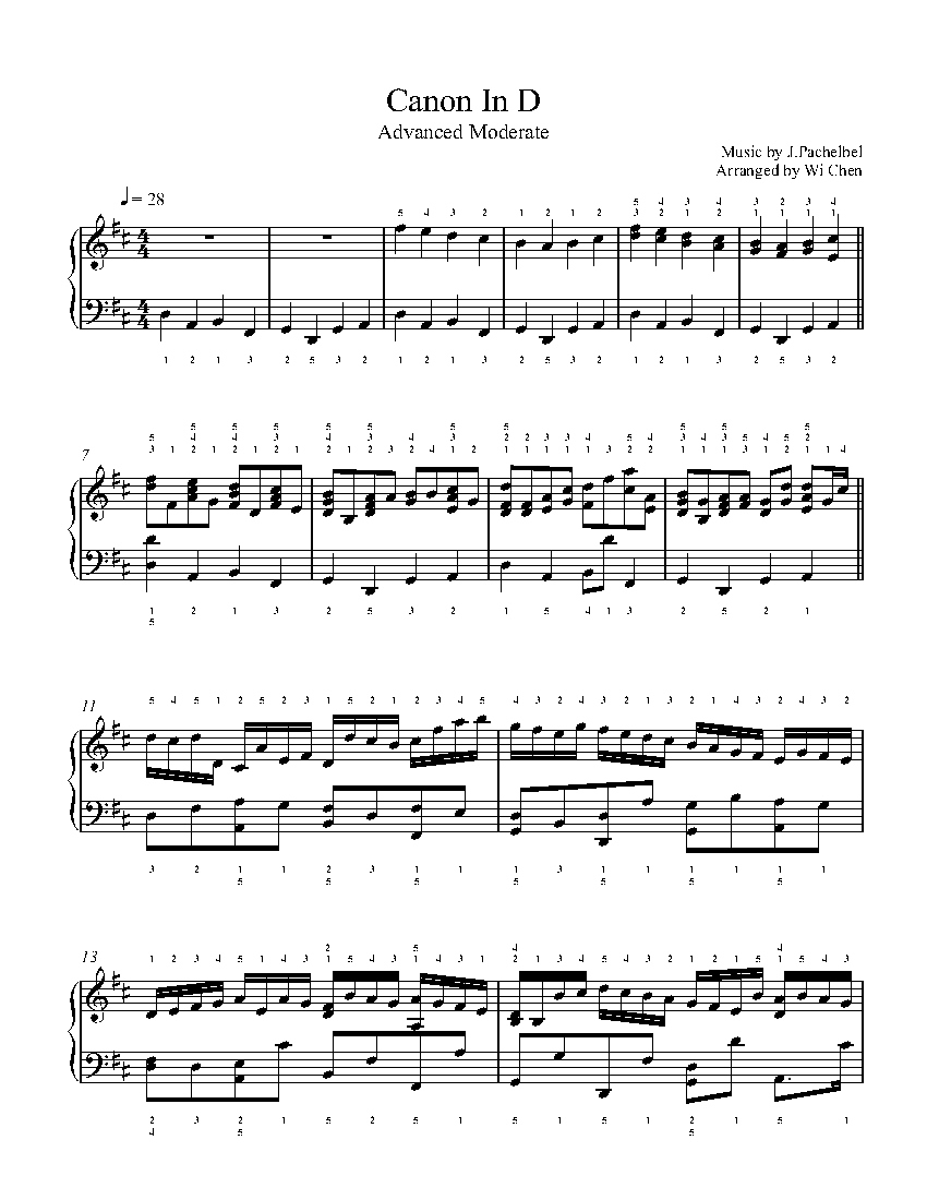 Canon In D within Free Printable Piano Sheet Music For Canon In D
