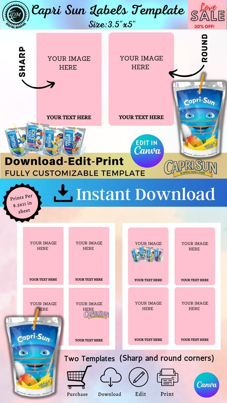 Capri Sun Labels | Juice Labels | Capri Sun Template | Capri Sun within Printable Capri Sun Template Free
