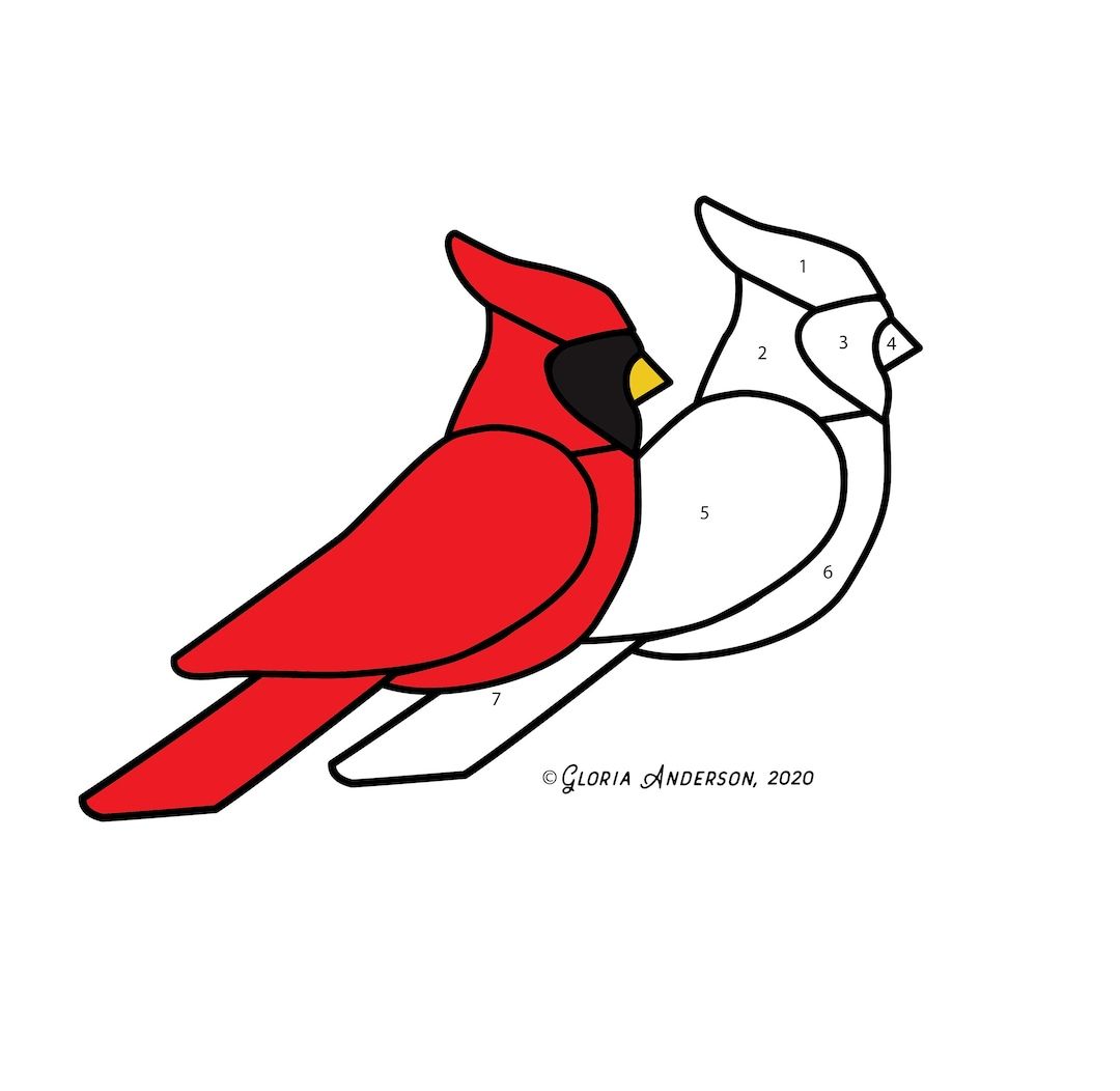 Cardinal Hobby Licence Anfänger Stained Glass Pattern - Digitale regarding Printable Cardinal Stained Glass Pattern