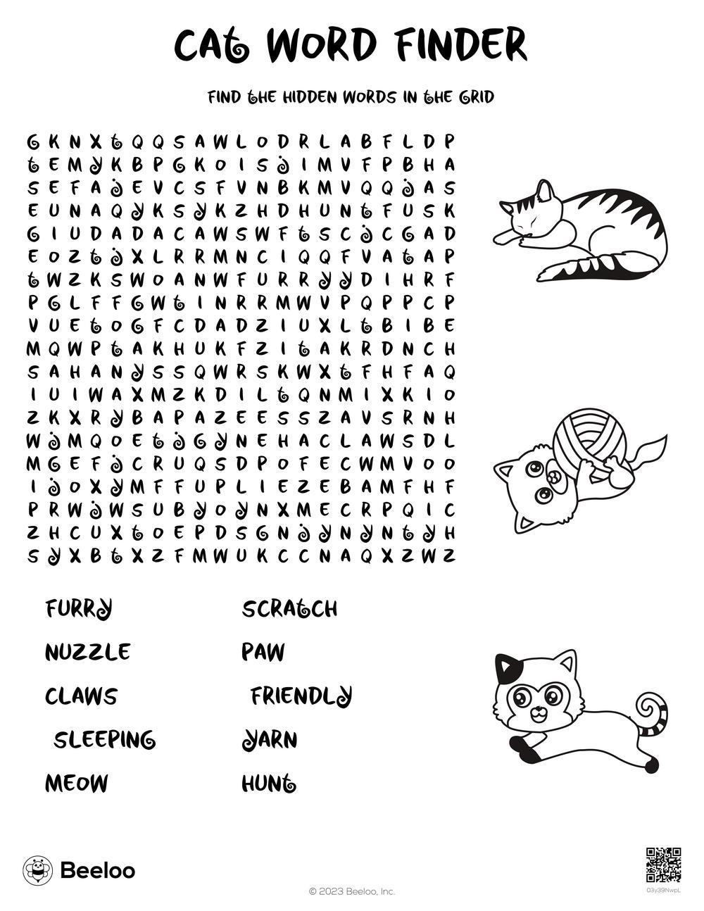 Cat-Themed Word Searches • Beeloo Printable Crafts And Activities for Cat Word Search Printable
