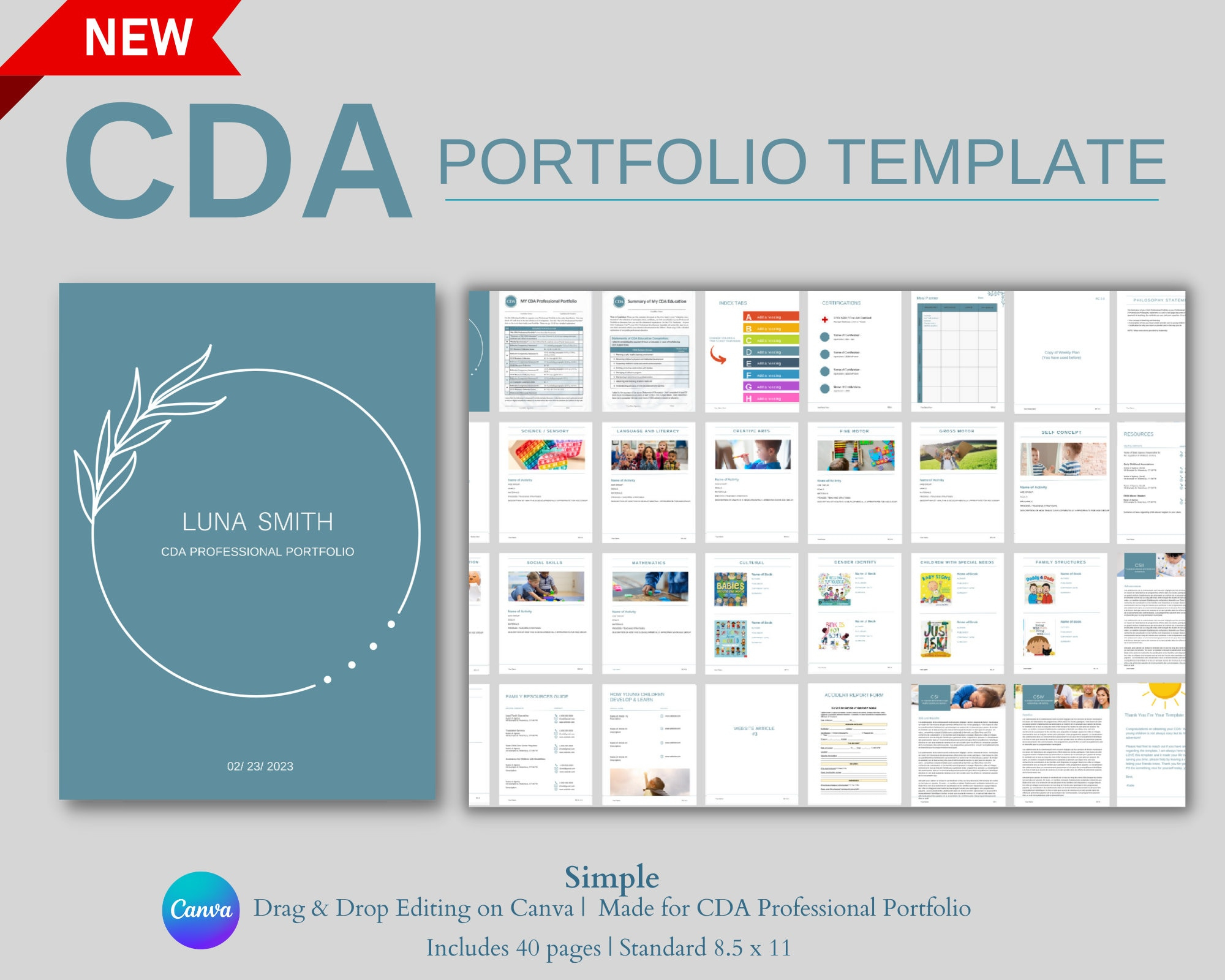 Cda Portfolio Template, Cda Portfolio, Teaching Portfolio, Early inside Free Printable Teacher Cda Portfolio Cover Template