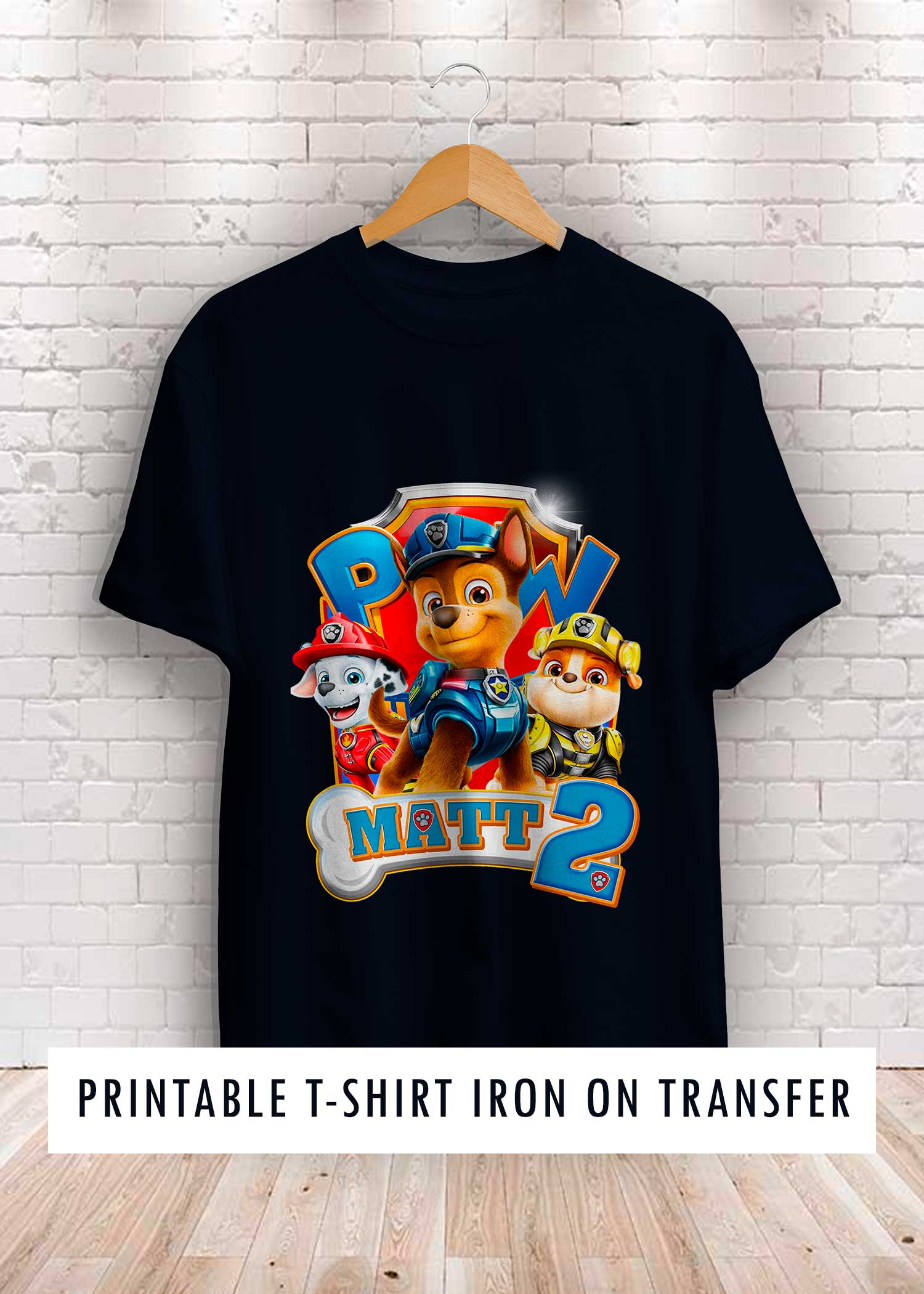 Chase Paw Patrol Birthday Shirt Printable Transfer Design with Printable Paw Patrol Birthday Shirt Template