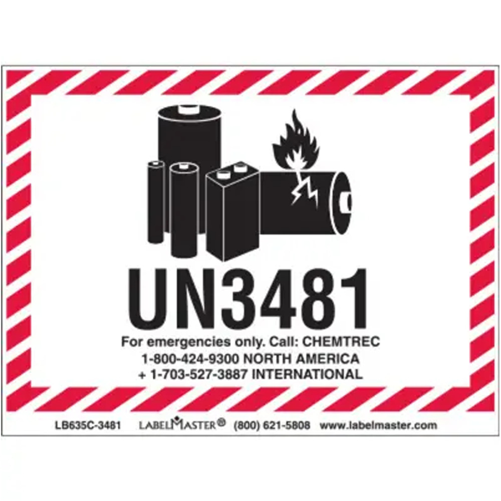 Chemtrec Un3481 Lithium Battery Handling Marking, 100Mm X 70Mm within Free Printable Un3481 Label