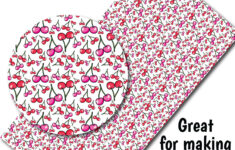 Cherry Pattern Faux Leather Sheet/Printed Faux Leather For intended for Printable Faux Leather Sheets