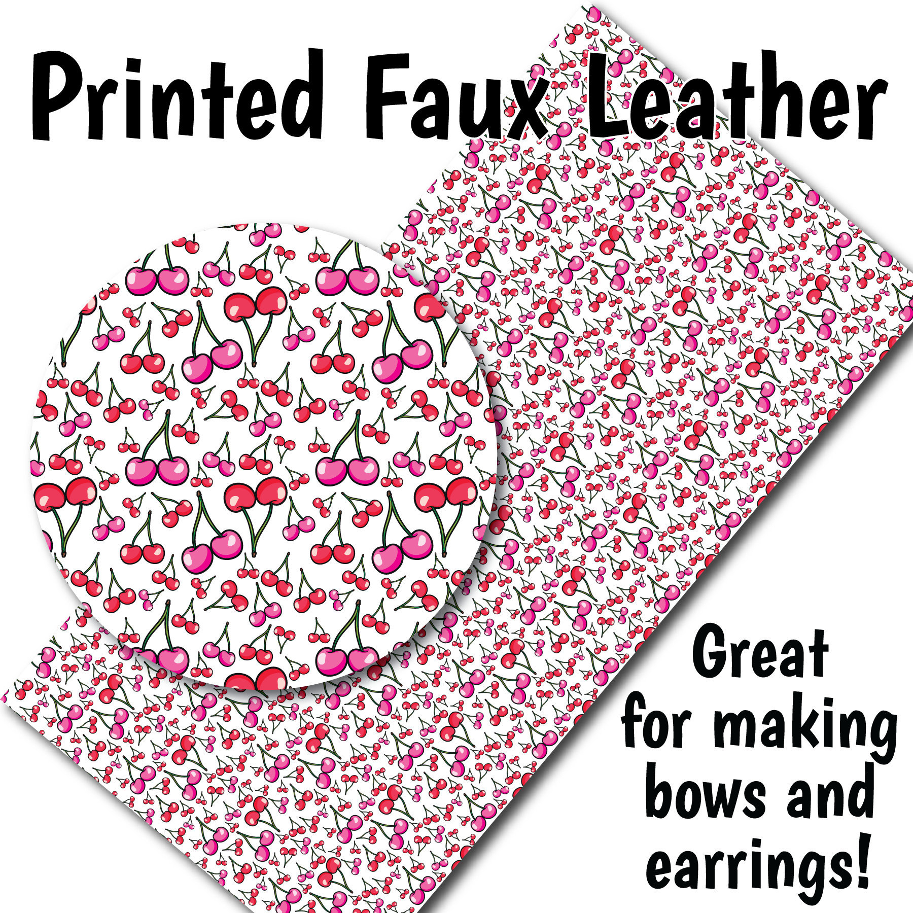 Cherry Pattern Faux Leather Sheet/Printed Faux Leather For intended for Printable Faux Leather Sheets