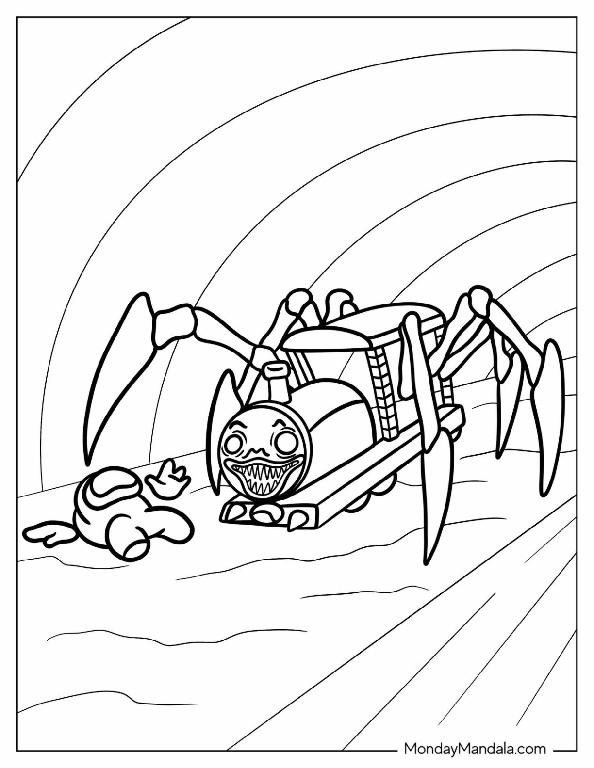 Choo Choo Charles Coloring Pages (Free Printables) in Choo Choo Charles Printable